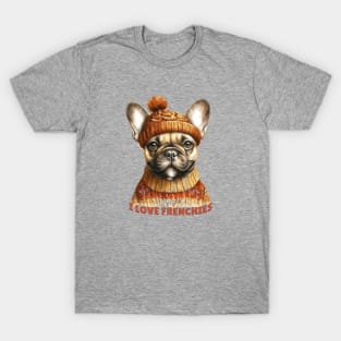 I love frenchies dog portrait of french bulldog T-Shirt